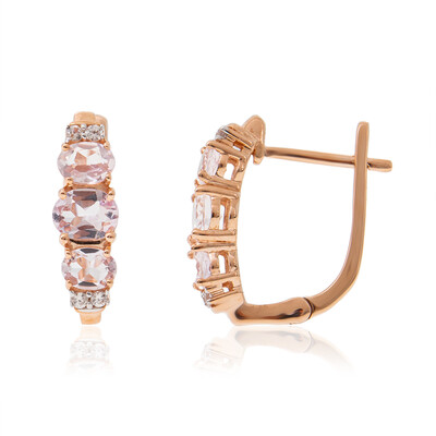 Boucles d'oreilles en or et Béryl rose non chauffé
