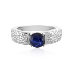 Bague en argent et Saphir étoilé bleu