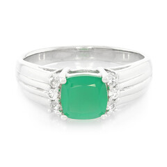 Bague pour homme en argent et Calcédoine verte