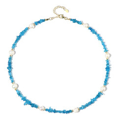 Collier en argent et Apatite bleu néon (Riya)