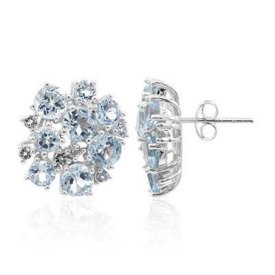 Boucles d'oreilles en argent et Topaze bleu ciel