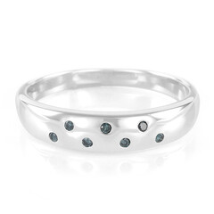 Bague en argent et Diamant bleu roi