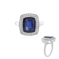 Bague en argent et Saphir bleu de Madagascar