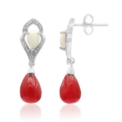 Boucles d'oreilles en argent et Jadéite rouge