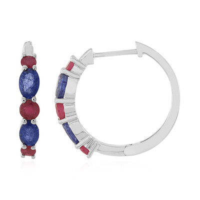 Boucles d'oreilles en argent et Saphir bleu de Madagascar