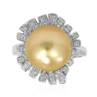 Bague en argent et Perle dorée des mers du Sud Kabira (TPC)