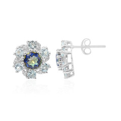 Boucles d'oreilles en argent et Quartz mystique bleu
