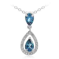 Collier en argent et Topaze bleu de Londres