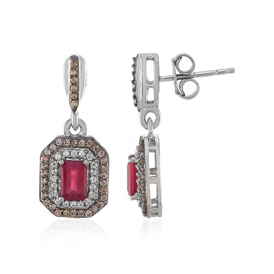 Boucles d'oreilles en argent et Rubis de Madagascar
