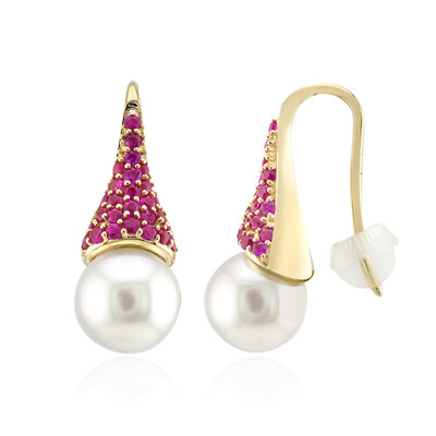 Boucles d'oreilles en or et Perle blanche des mers du sud (Michelle Albala)