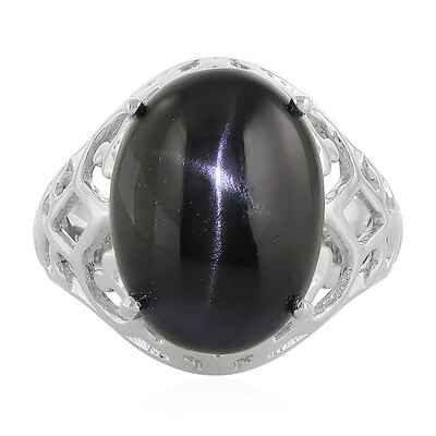 Bague en argent et Diopside étoilé d'Inde