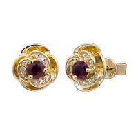 Boucles d'oreilles en or et Rubis AAA du Mozambique (CIRARI)
