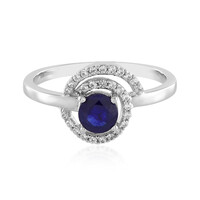 Bague en argent et Saphir bleu de Madagascar