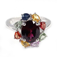 Bague en argent et Grenat Rhodolite