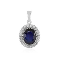 Pendentif en argent et Saphir bleu de Madagascar