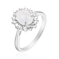 Bague en argent et Pierre de lune de Tanzanie