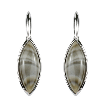 Boucles d'oreilles en argent et Silex des Monts Sainte-Croix (dagen)