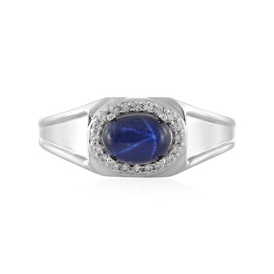 Bague en argent et Saphir étoilé bleu