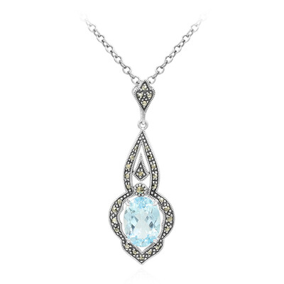 Collier en argent et Topaze bleu ciel