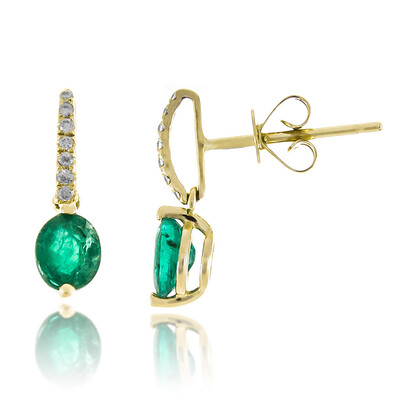 Boucles d'oreilles en or et Emeraude de Zambie AAA (CIRARI)