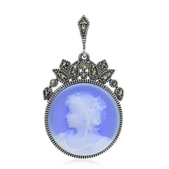 Pendentif en argent et Agate zonée bleue