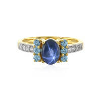 Bague en argent et Saphir étoilé bleu