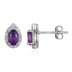 Boucles d'oreilles en argent et Améthyste de Zambie