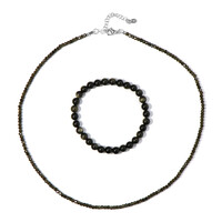Parure en argent et Obsidienne dorée