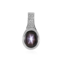 Pendentif en argent et Saphir étoilé noir
