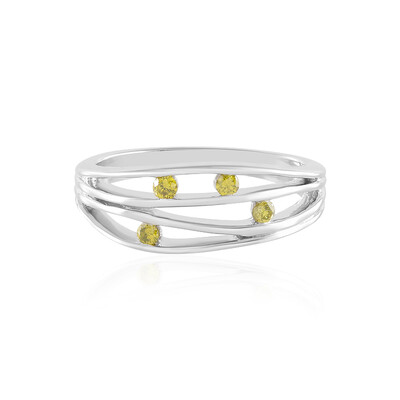Bague en argent et Diamant jaune I2