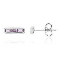Boucles d'oreilles en argent et Améthyste Rose de France