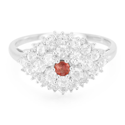 Bague en argent et Rubis rouge du soir