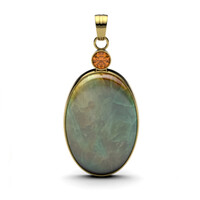 Pendentif en argent et Bois pétrifié opalisé (Bali Barong)