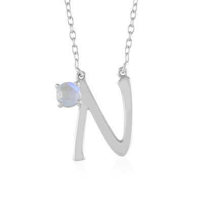 Collier en argent et Pierre de Lune arc-en-ciel