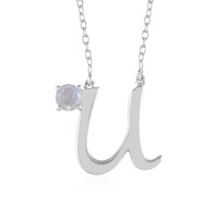 Collier en argent et Pierre de Lune arc-en-ciel