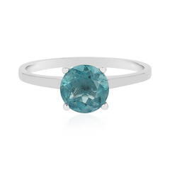 Bague en argent et Fluorite bleu pétrole de Belgique