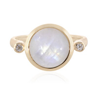 Bague en argent et Pierre de Lune arc-en-ciel