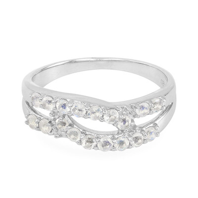 Bague pour homme en argent et Pierre de Lune arc-en-ciel