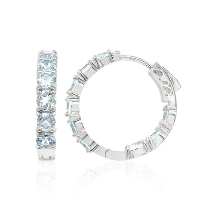 Boucles d'oreilles en argent et Topaze bleu ciel
