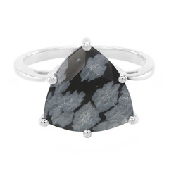 Bague en argent et Obsidienne Flocon-de-Neige