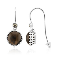 Boucles d'oreilles en argent et Quartz fumé (Annette classic)