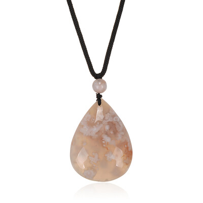 Collier et Agate fleur de cerisier