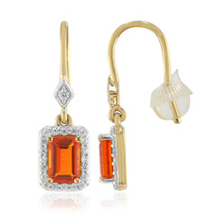 Boucles d'oreilles en or et Opale de feu mexicaine AAA