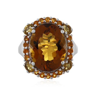 Bague en argent et Quartz cognac