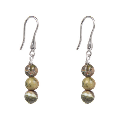 Boucles d'oreilles en argent et Rhyolite forêt équatoriale