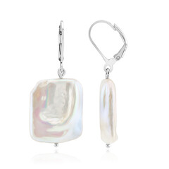 Boucles d'oreilles en argent et Perle blanche de culture d'eau douce (TPC)