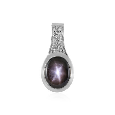 Pendentif en argent et Saphir étoilé noir