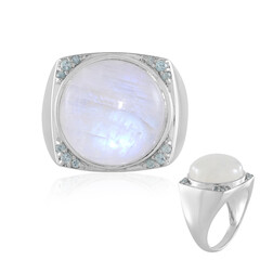 Bague en argent et Pierre de Lune arc-en-ciel (KM by Juwelo)