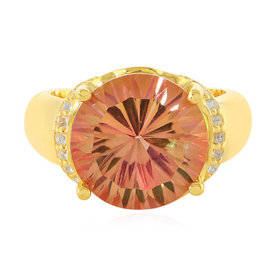 Bague en argent et Topaze mystique couleur pêche