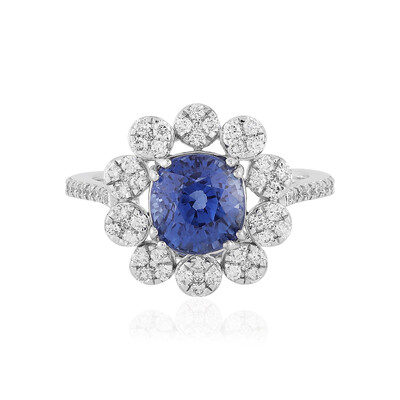 Bague en or et Saphir bleu de Ceylan